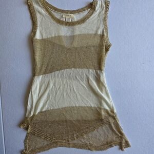Elegant Gold and Cream Mesh Tank Top
